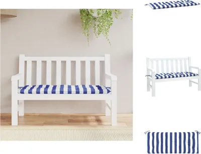 Produktbild von vidaXL Gartenbank-Auflage Blau&Weiß Gestreift 120x50x7 cm Stoff -  Sitzpolster