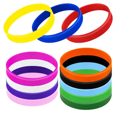 Produktbild von 12 Stück Silikonarmbänder für Erwachsene, Gummiarmreifen, Partyzubehör - Sortiert