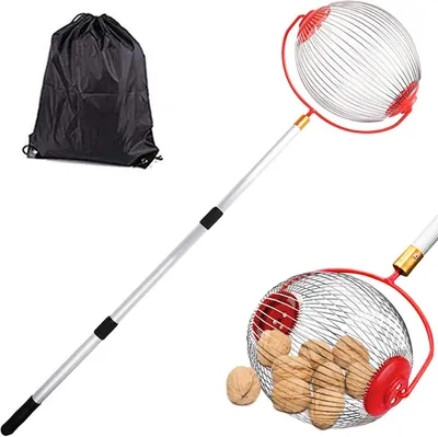 Productafbeelding van Opvangbak Tuin - Verzamelgereedschap Ballen - Fruit Verzamelen - Verstelbare Lengte - 45-104 cm - Zilver