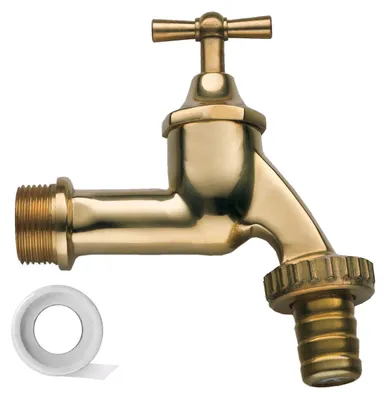 Produktbild von Wasserhahn / Auslaufhahn 3/4" messing, inkl. Teflonband