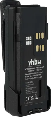 Produktbild von vhbw Akku Ersatz für Motorola PMNN4544, PMNN4543A, PMNN4544A, PMNN4543 für Funkgerät, Walkie Talkie (2600 mAh, 7,4 V, Li-Ion) + Gürtelclip