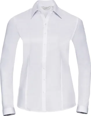 Obrázok produktu pre Russell Dámska diskrétna blúzka / košeľa so vzorom rybej kosti BC2740 (Xsmall) (biela)
