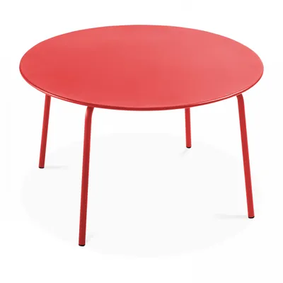 Immagine prodotto di Tavolo da giardino rotondo in acciaio rosso 120 x 72 cm - Oviala Palavas