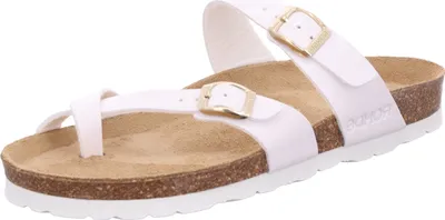 Produktbild von Rohde Damen Zehentrenner Pantolette Lack Schnalle Kork Fußbett Alba 5575, Größe:37 EU, Farbe:Weiß