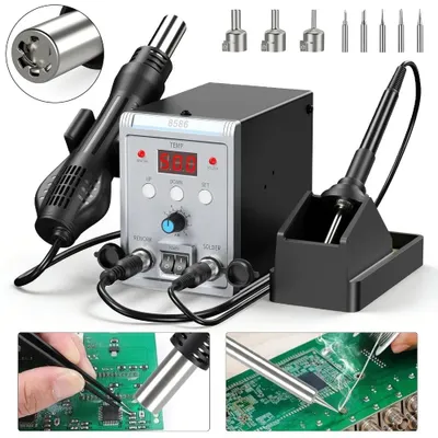 Produktbild von 2-in-1 Heißluftgebläse und Lötstation - Werkzeugset - Zum Entlöten - Kunststoffschweißen - Leiterplattenreparatur