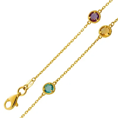 Produktbild von Edelstein Armband Gold 333 8K nat Amethyst Blautopas Citrin Rauchquarz 20