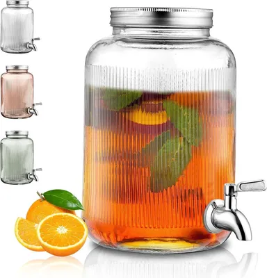 Image de Distributeur de boissons Bergländer 4L en verre avec robinet en inox Transparent