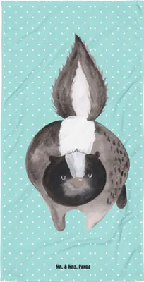 Produktbild von Mr. & Mrs. Panda Handtuch Stinktier Angriff - Türkis Pastell - Geschenk, Strandtuch, Großes Badehandtuch, Wildtier, Duschtuch, Drohung, Skunk, Badelaken, Stinker