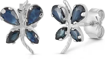 Produktbild von Vira Jewels Ohrringe Silber 925 rhodiniert Schmetterling-Motiv mit echten Saphir-Steinen