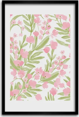 Produktbild von Bild - Bilderrahmen - 40 cm x 60 cm - MDF - Rahmen - Wandkunst - Rosa Blumen
