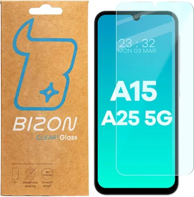 A product package for a screen protector and the screen protector itself placed on a smartphone.