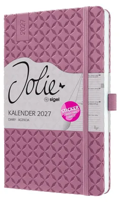 Obrázek produktu pro Kalendář Jolie 2027, pevná vazba, formát přibližně A5, barva: světle červená, 174 stran