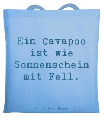 Produktbild von Mr. & Mrs. Panda Schultasche Spruch Cavapoo Sonnenschein - Sky Blue - Geschenk, Laptoptasche, Uni Tasche, Familienhund, verspielte Hunde, Shopping, fröhlicher Hund