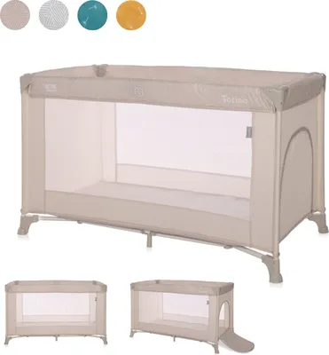 Produktbild von Lorelli Baby Reisebett, 2in1 Babybett und Laufstall Torino mit Seiteneingang, Kinderbett ab Geburt bis 15 kg, faltbar inkl. Transporttasche, beige