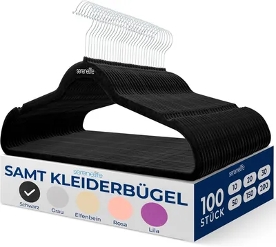 Productafbeelding van Kleerhangers - Set van 100 - Zwart - Antislip - Fluweel - Ruimtebesparend - Draaibare haak - Sterk belastbaar tot 4,5 kg