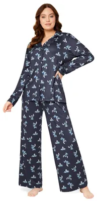 Imagen del producto de Pijama de Disney para mujer, tallas S a XL. Pijama largo de Stitch para mujer, con botones delanteros