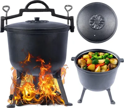 Zdjęcie produktu dla Kociołek Myśliwski Żeliwny Garnek Węgierski Na Ognisko Grill 10L