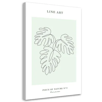 Produktbild von Leinwandbild Blätter – Strichzeichnung 80x120 Feeby Türkis bild für die wand bereit zum aufhängen
