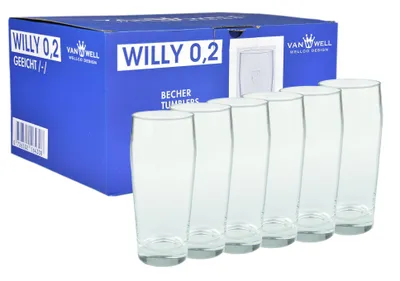 Produktbild von 6er Set Bierglas Willibecher 0,2L geeicht Glas Biergläser Tumbler perfekt geeignet für Gastronomie