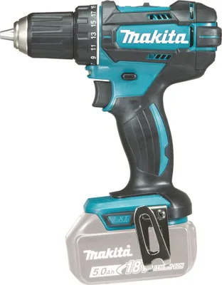 A cordless drill with a battery pack attached, shown against a white background.