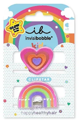 Obrázok produktu pre Škripček do vlasov Clipstar Glow Happy Heart 2 ks