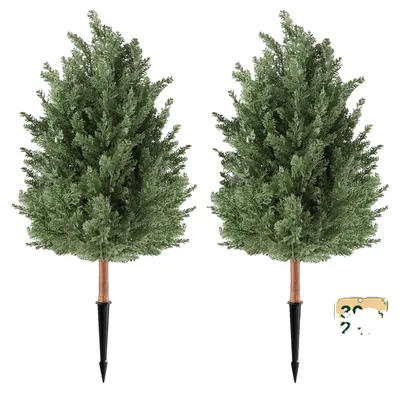Immagine prodotto di VEVOR - 2 piante artificiali, cedri artificiali con picchetto da inserire nel terreno, altezza 914 mm, piante decorative per soggiorno, balcone, ufficio, veranda, giardino, resistenti ai raggi UV, realizzate in PE, aspetto naturale, adatte sia per interni che per esterni