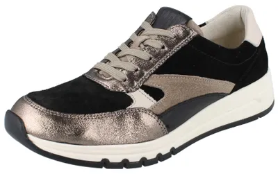 Produktbild von WALDLÄUFER H-April Damen Schnürschuhe schwarz iron beige Lederkombination - Größe: UK 5,5