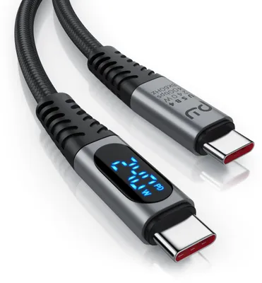 Produktbild von CSL - 1,5m USB 4 Kabel - Typ C Gen 3x2- mit Display - 240 Watt – 40 Gbit/s Datenkabel Ladekabel - 8k 60Hz – 4k 120 Hz - 3-fach Schirmung – Nylon-Ummantelung - kompatibel mit iPhone iPad Samsung Google