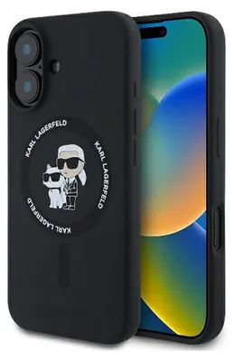 Image de Karl Lagerfeld Silicone Karl&Choupette Heads Ring Magsafe Case pour Iphone 16 Plus - Noir