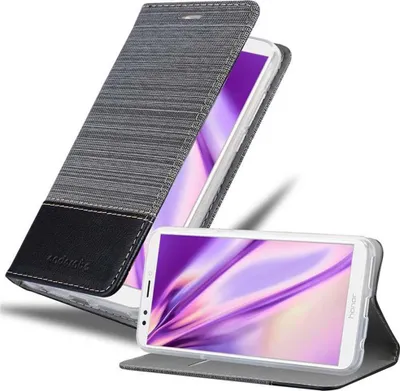 Produktbild von Cadorabo Hülle für Honor 7C / Huawei Y7 2018 Schutzhülle in Grau Handy Hülle Etui Book Case Cover