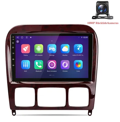 Immagine prodotto di Autoradio Android con telecamera di retromarcia per Mercedes-Benz Classe S (W220) dal 1998 al 2005, compatibile con CarPlay e Android Auto, GPS, navigatore, 6+128GB di memoria, 4G LTE, Wi-Fi, RDS, controllo al volante (SWC), BT, DAB+, display da 9 pollici
