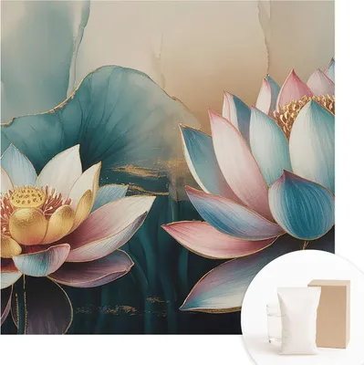 Produktbild von Fototapete - Wandbilder für Wohnzimmer - 250x250 cm - Dekorative Wandfolie - Modernes Design für Wanddekoration - Tapeten für Innenräume - Lotusblumen der Harmonie