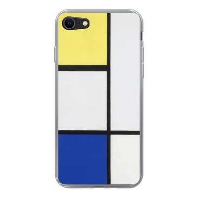 Produktbild von MuchoWow® Handyhülle Schutzhülle Hülle für iPhone 8 Komposition mit Gelb, Blau und Schwarz - Piet Mondrian Silikon Softcase Handy Hülle - Schutzhaube