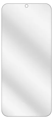 A clear screen protector for a smartphone.