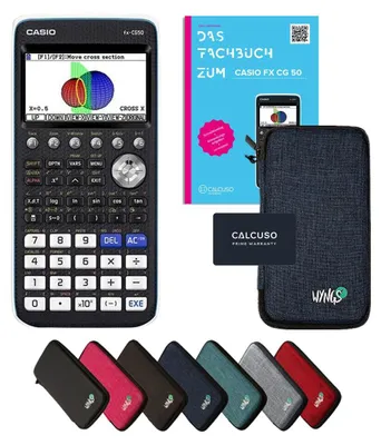 Produktbild von Casio fx-CG50 inkl. Schutztasche Blau & Fachbuch (92 Seiten, DIN A4) – Grafikrechner – Smart Set