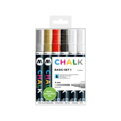 Zdjęcie produktu dla Markery kredowe Molotow CHALK, 4 mm, opakowanie 6 sztuk, zestaw podstawowy 1, asortyment