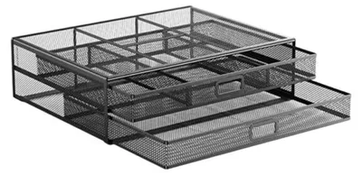 Immagine prodotto di APT DA463 Organizzatore da tavolo in filo metallico con 2 cassetti, nero