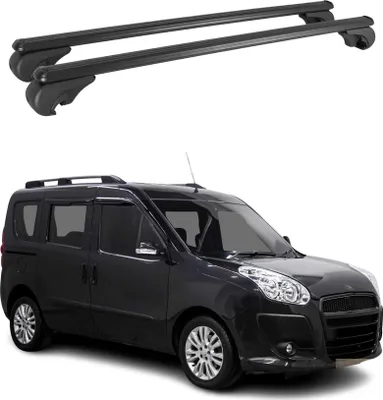 Image de Barres de toit Transversales pour Fiat Doblo 2010-2021 Aluminium Noir