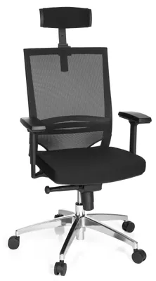 Produktbild von hjh OFFICE Profi Bürostuhl PORTO MAX HIGH Ergonomischer Schreibtischstuhl mit Armlehnen (höhenverstellbar) Stoff / Netzstoff Schwarz Drehstuhl für Büro, Zuhause