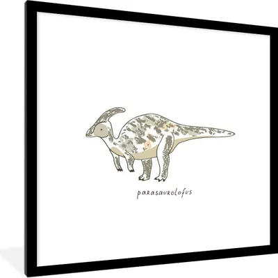 Produktbild von MuchoWow® Gerahmtes Poster Kinderzimmer- Parasausolophus - Dinosaurier - Junge - Mädchen - Kind 40x40 cm - Poster mit Schwarzem Bilderrahmen Wandposter Rahmen Foto Bilder - Poster - Plakat im Rahmen