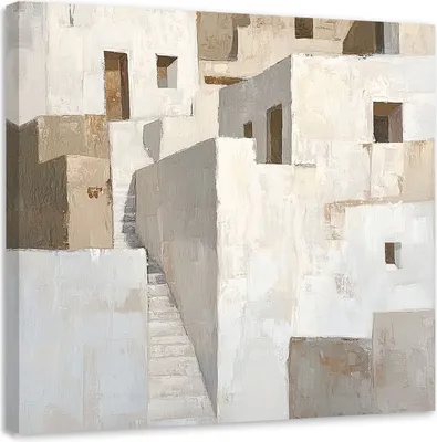 Produktbild von Leinwandbild Beige Abstraktion Gebäude Architektur 40x40 Feeby Grau bild für die wand bereit zum aufhängen