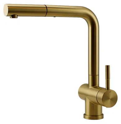 Obrázek produktu pro Kuchyňská baterie Pure.Sink Elite Steel Pulse-S v provedení PVD broušené zlato  s výsuvnou výtokovou trubicí  PS8500-60