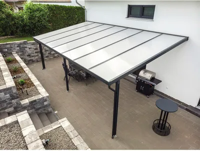 Produktbild von Terrassenüberdachung gutta Premium Polycarbonat opal 712 x 306 cm anthrazit