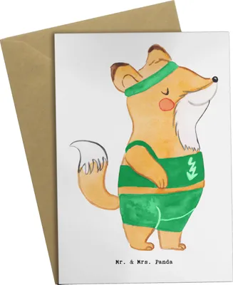 Produktbild von Mr. & Mrs. Panda Klappkarte Sportlehrer Herz - Weiß - Geschenk, weihnachtskarten, Glückwunschkarte, dankeskarten, osterkarten, einladungskarten, osterkarte