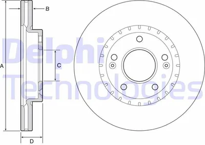 Produktbild von 2x DELPHI Bremsscheibe BG4565C für HYUNDAI i30 (GD) für KIA CEE'D (JD) 44 4mm