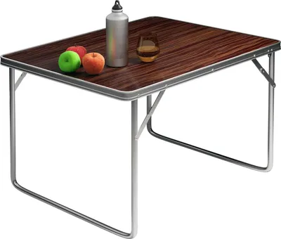 Produktbild von Klappbarer Campingtisch aus Aluminium, 80 x 60 cm, Holzoptik