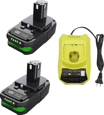Image de Kit batterie - 18 V Li-Ion - 3000 mAh - 2 batteries + 1 chargeur - Compatible avec P107 - Pour outils sans fil - Or