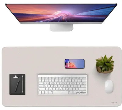 Zdjęcie produktu dla Podkładka pod biurko, 120 x 60 cm, szara, antypoślizgowa, wielofunkcyjna, imitująca skórę