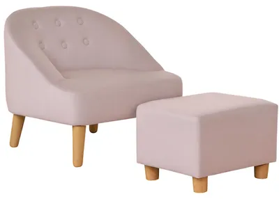 Produktbild von Kindersessel Ottomane Kinder Jahren Niedliches Design Samtoptik Rosa