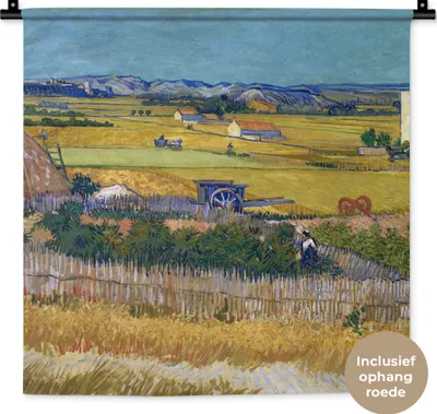Produktbild von MuchoWow® Wandteppich Wandbehang Die Ernte - Vincent van Gogh 60x60 cm Tapisserie Dekoration Wandtuch - Dekorationen - Wand Decke